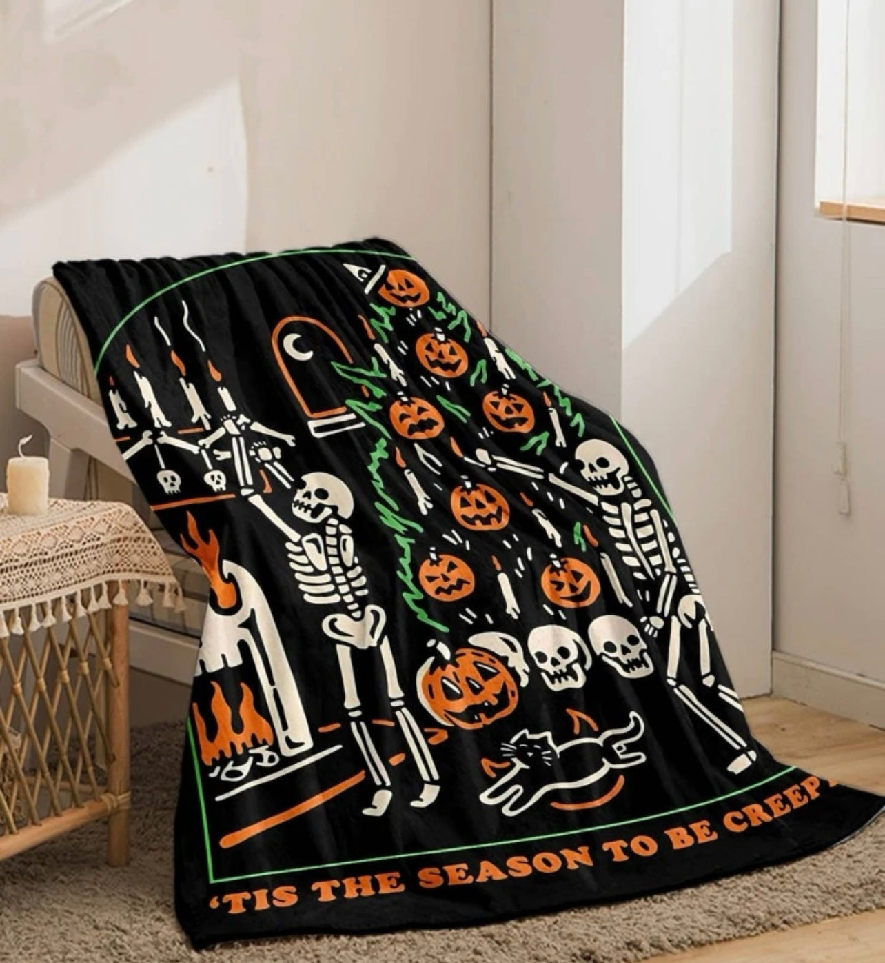 Halloween It’s the Season to be Creepy Throw Blanket
