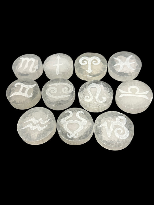 Zodiac Selenite Disc