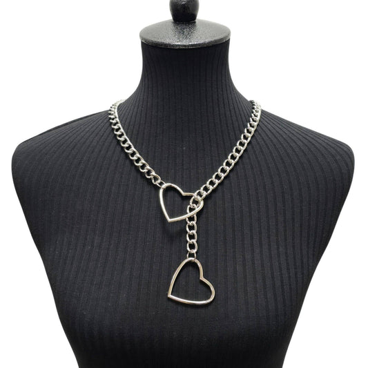 Funk Plus - DOUBLE HEART CHAIN NECKLACE PENDANT