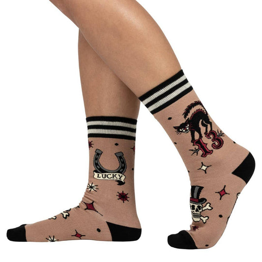 FootClothes LLC - Superstitious Ink Crew Socks