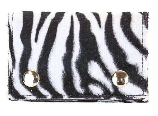 Funk Plus - WF-LEO HANDMADE FUZZY LEOPARD WALLET GEUINE LEATHER INSIDE - Zebra