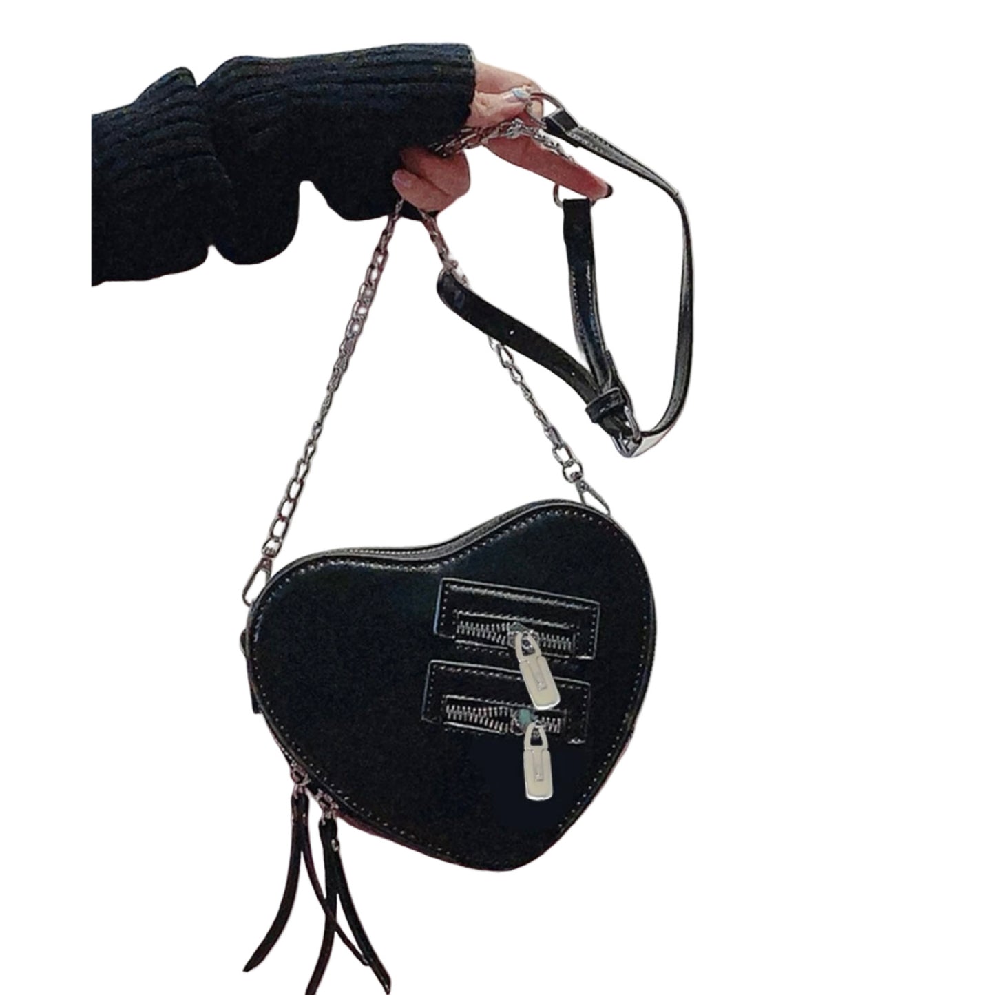 Heart Shaped Goth Crossbody Bag
