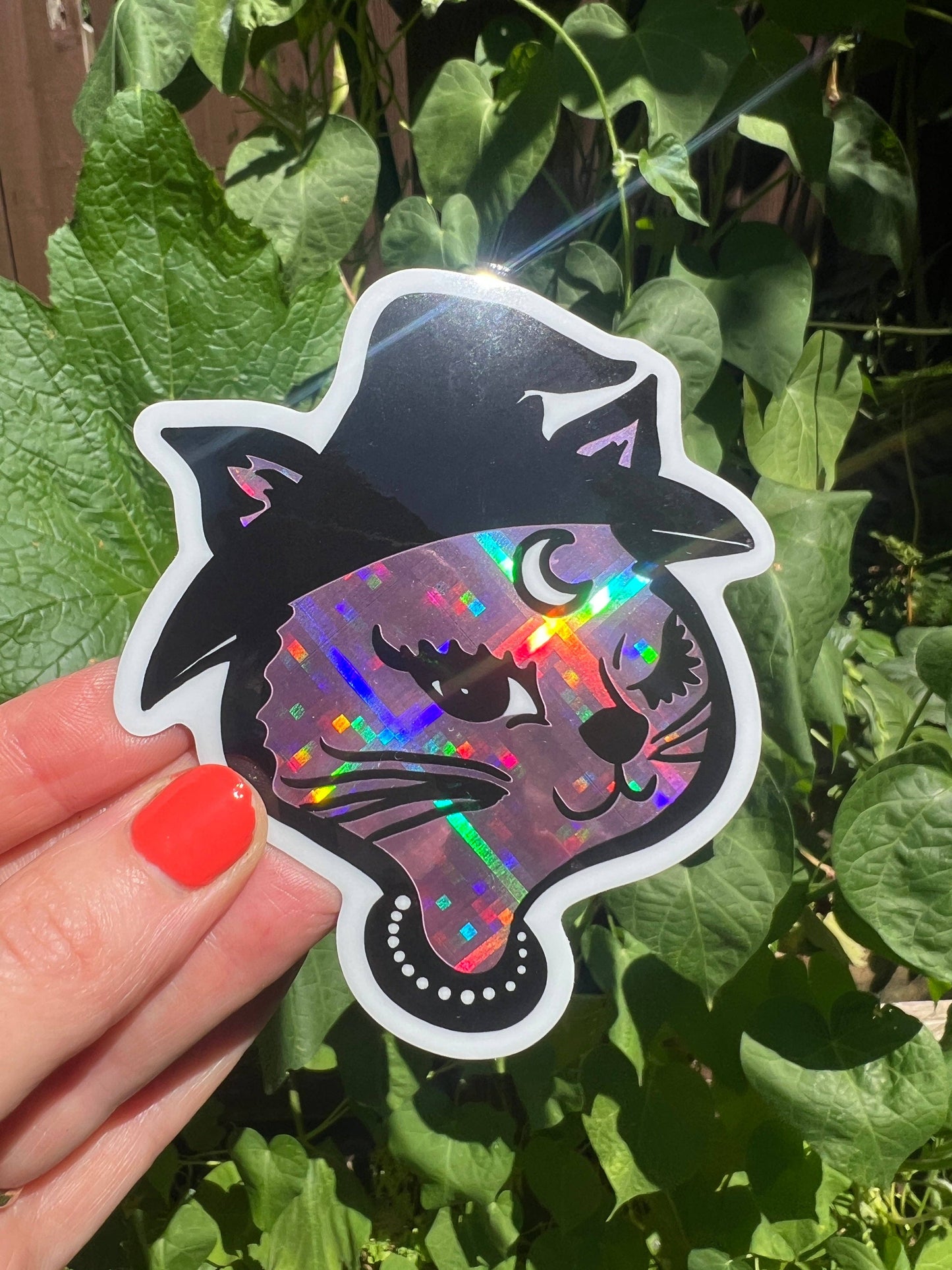 Astral Weekend - Retro Winking Witch Cat STICKER 3 Inch
