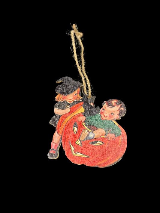 Vintage Halloween Wooden Ornaments
