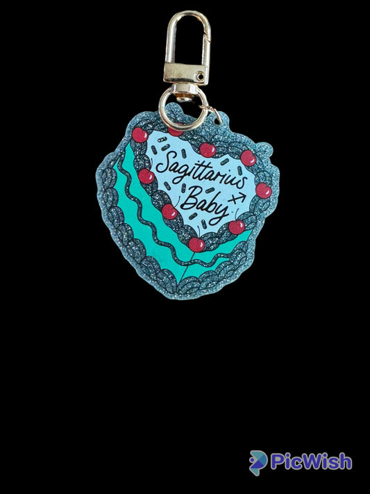 Zodiac Birthday Cake Keychain