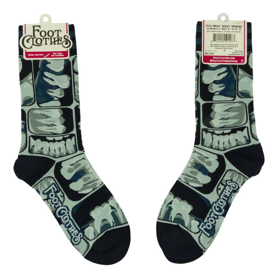 FootClothes LLC - Too Cool for Flossing Teeth X-Ray Crew Socks