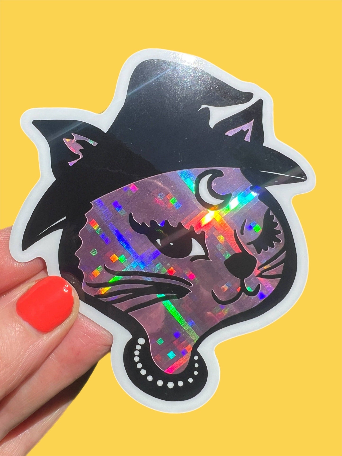 Astral Weekend - Retro Winking Witch Cat STICKER 3 Inch