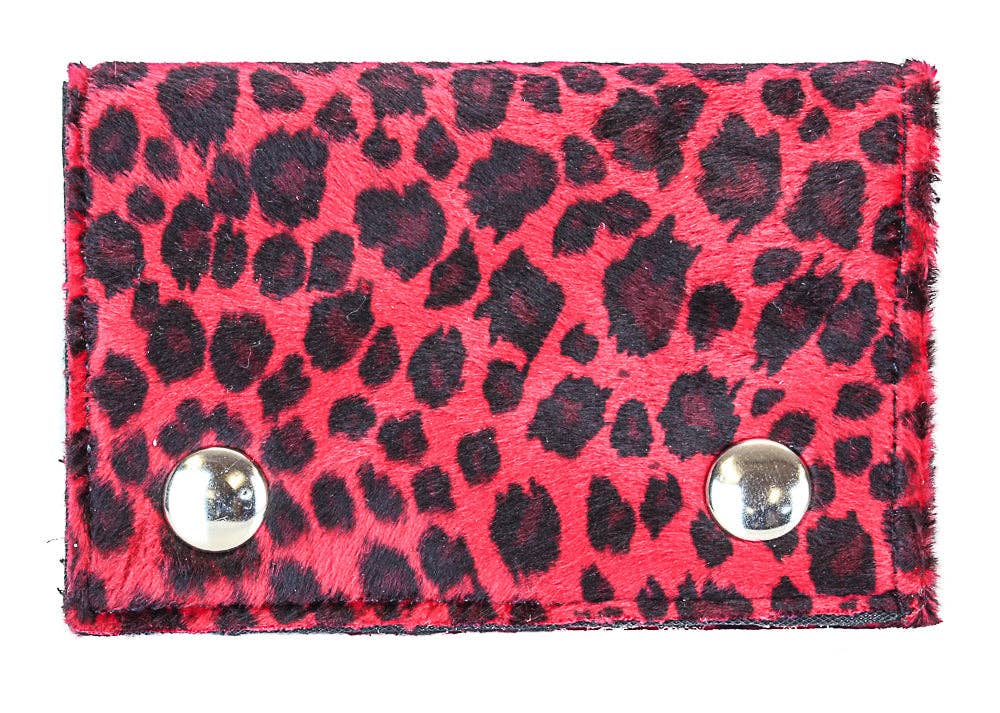 Funk Plus - WF-LEO   HANDMADE FUZZY LEOPARD WALLET GEUINE LEATHER INSIDE - White Leopard