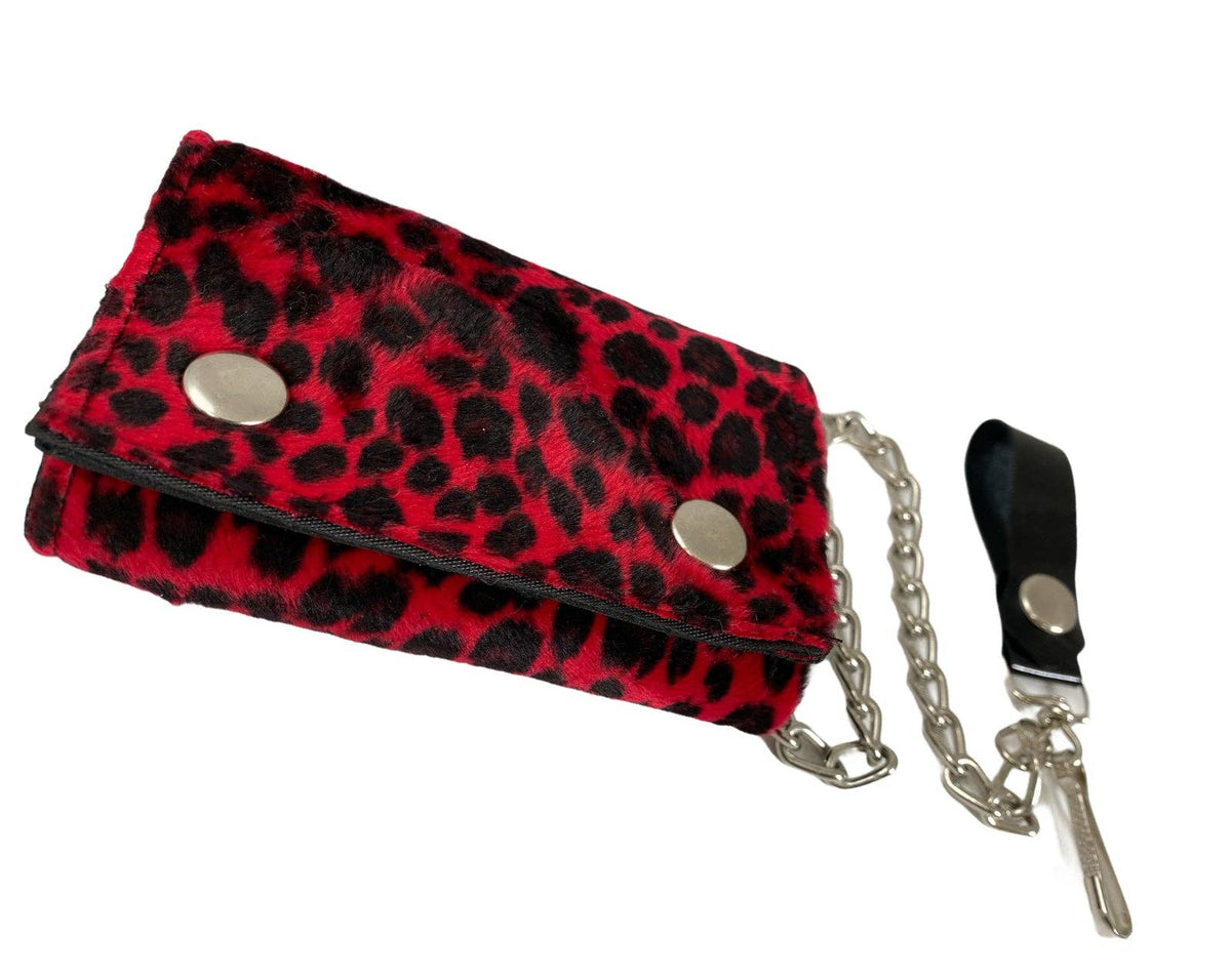 Funk Plus - WF-LEO   HANDMADE FUZZY LEOPARD WALLET GEUINE LEATHER INSIDE - Blue Leopard