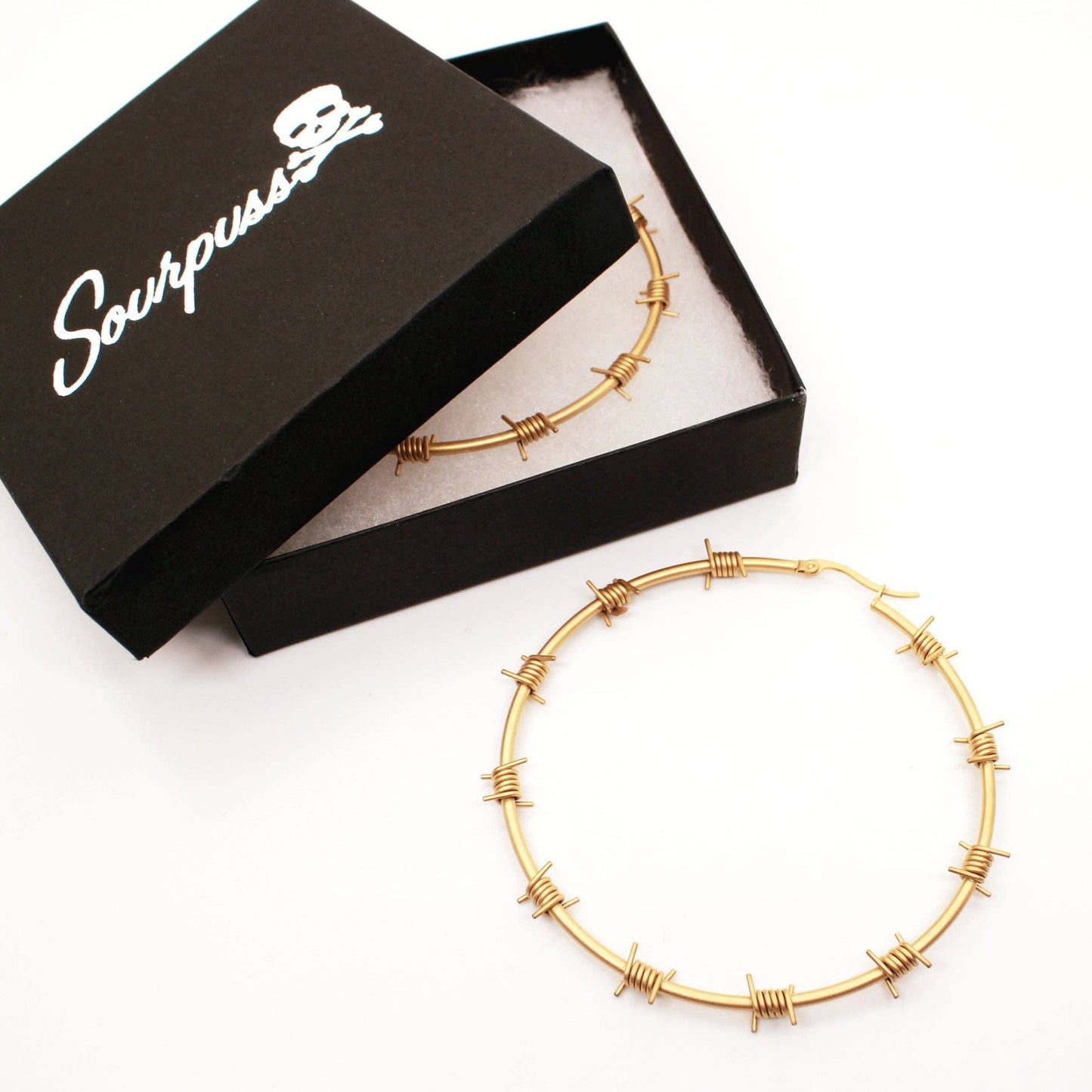 Sourpuss - SOURPUSS BARBED WIRE HOOP EARRINGS GOLD