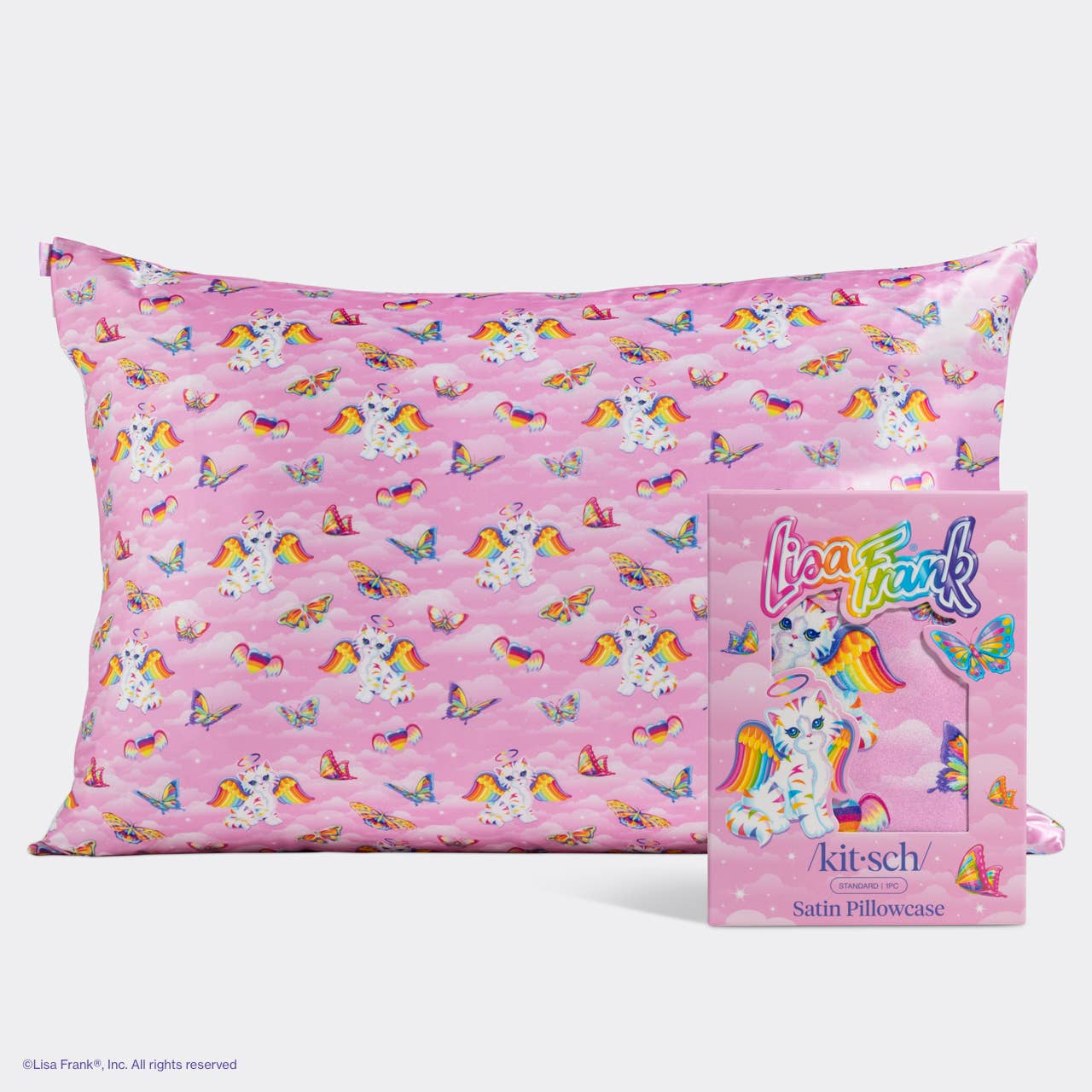 KITSCH - Lisa Frank x Kitsch Standard Satin Pillowcase - Angel Kitty™