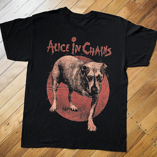 95 Alice In Chains Three Legged Dog Black T-Shirt - Black