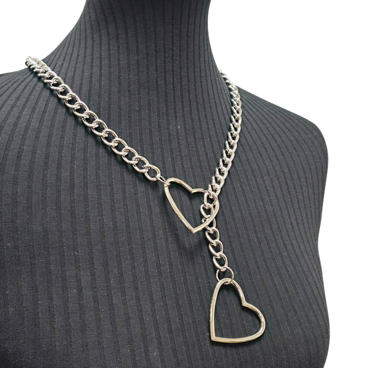 Funk Plus - DOUBLE HEART CHAIN NECKLACE PENDANT