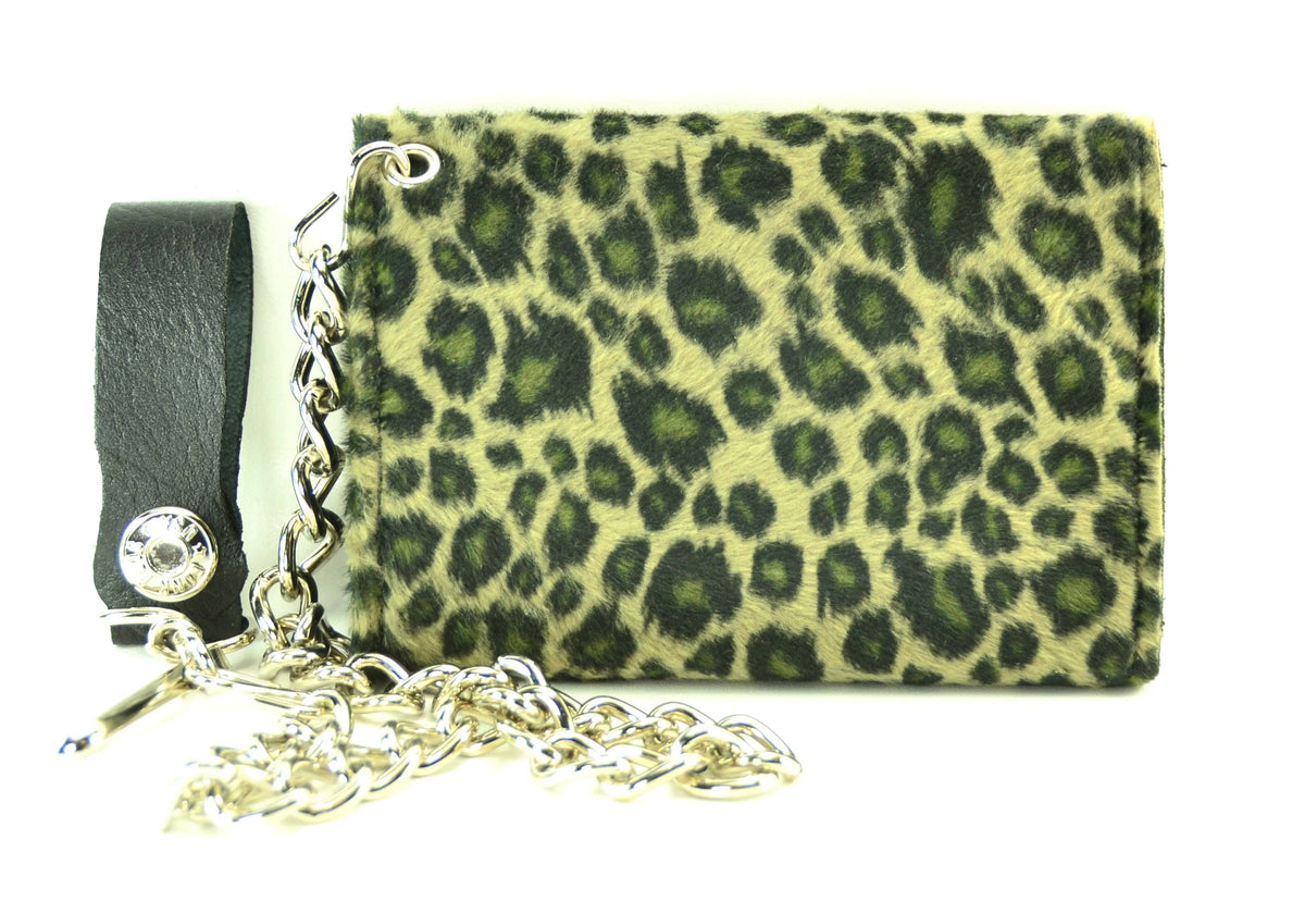 Funk Plus - WF-LEO   HANDMADE FUZZY LEOPARD WALLET GEUINE LEATHER INSIDE - White Leopard
