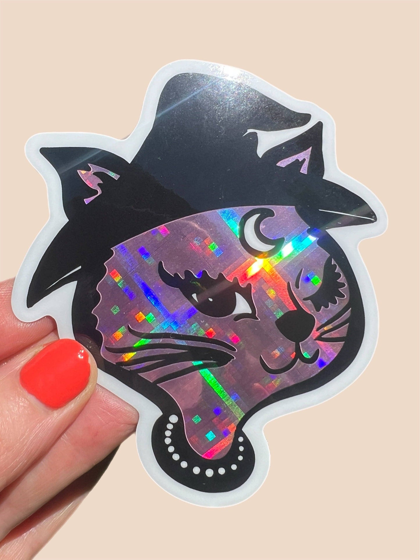 Astral Weekend - Retro Winking Witch Cat STICKER 3 Inch