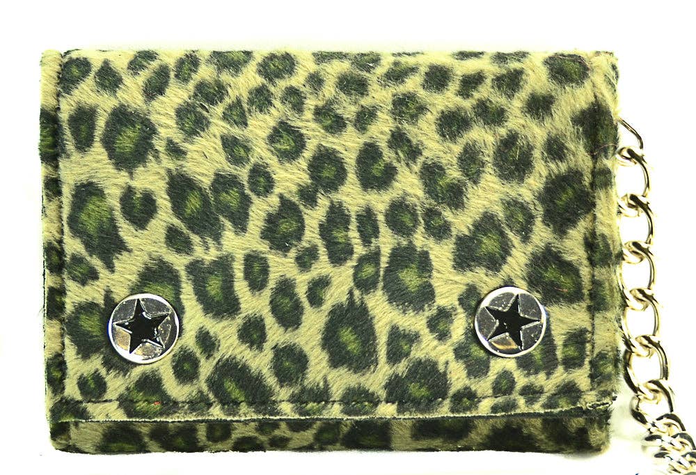 Funk Plus - WF-LEO   HANDMADE FUZZY LEOPARD WALLET GEUINE LEATHER INSIDE - Zebra