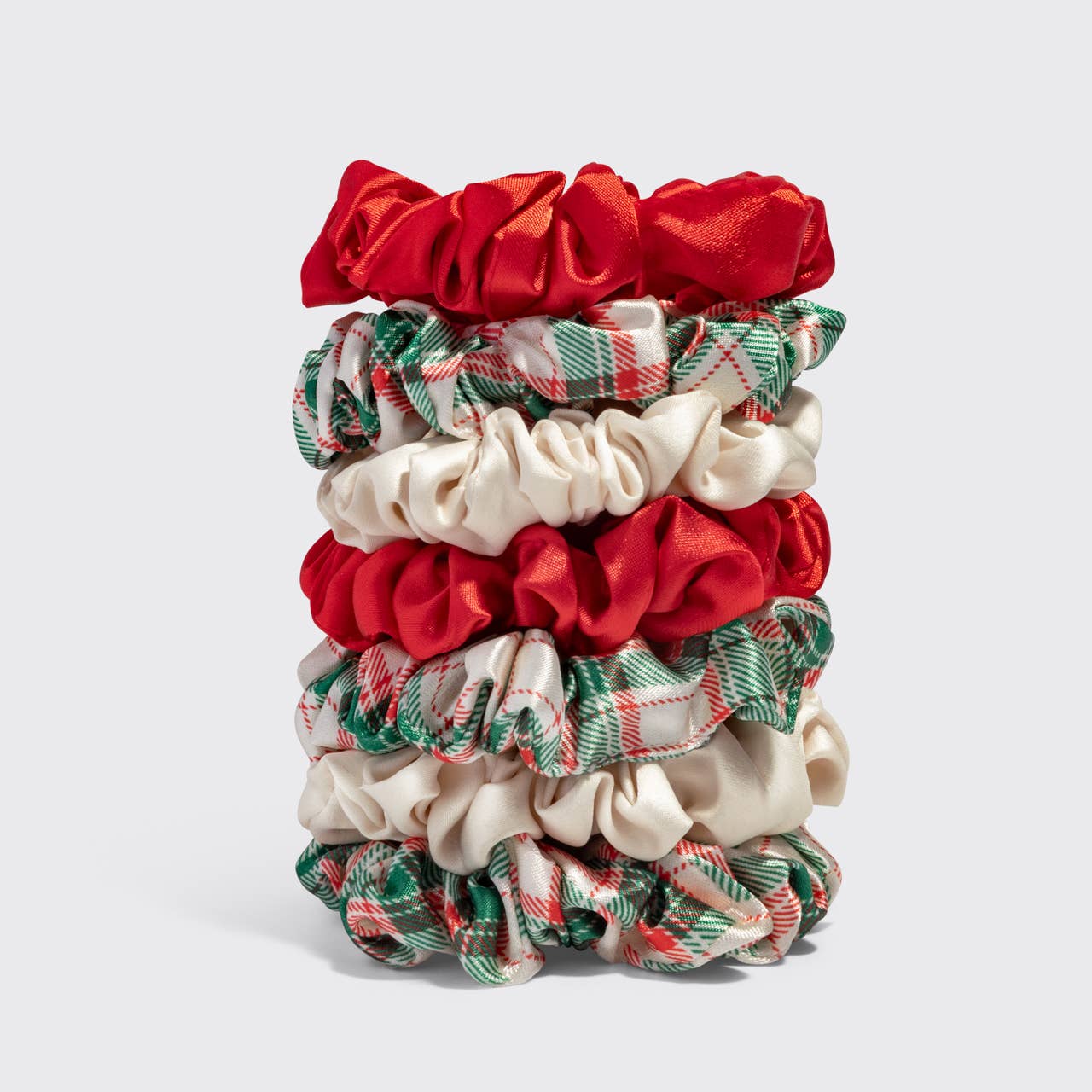 KITSCH - Holiday Ruched Satin Scrunchies 7pc Set
