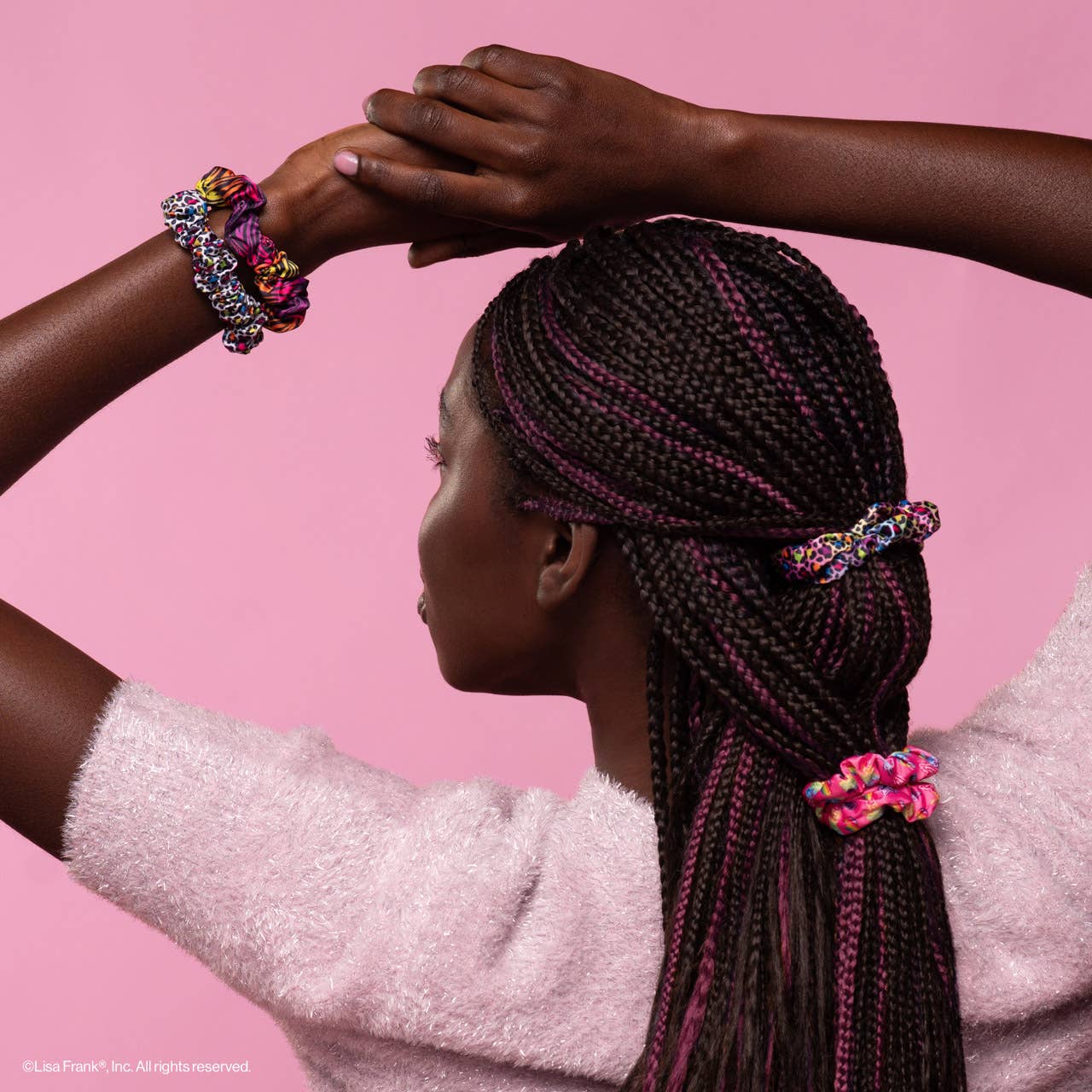 KITSCH - Lisa Frank x Kitsch Ruched Satin Scrunchies in Rainbow Leopard