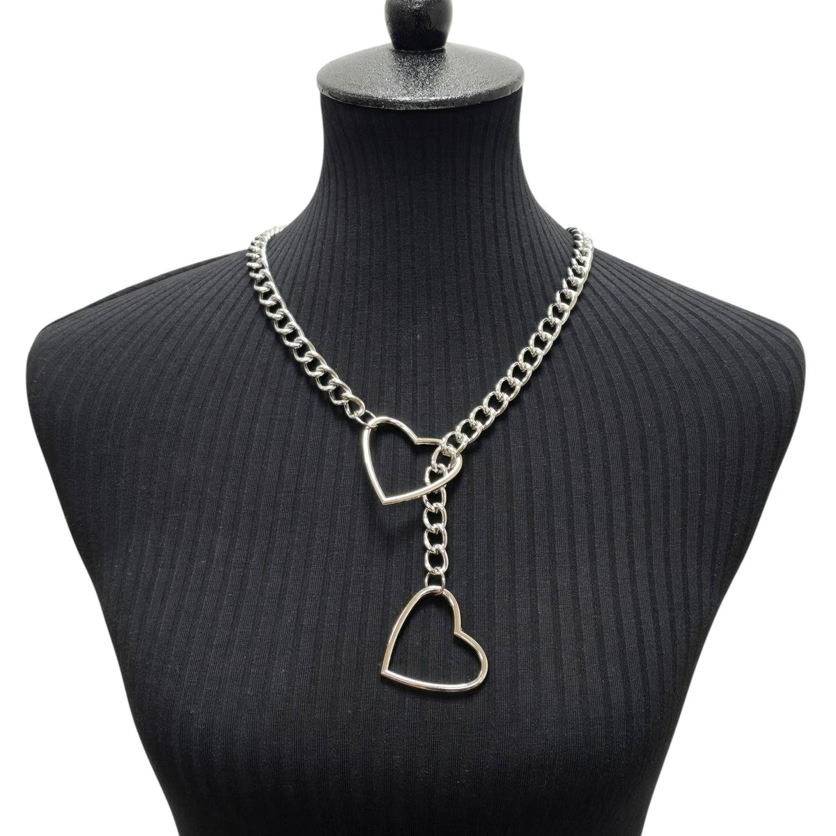 Funk Plus - DOUBLE HEART CHAIN NECKLACE PENDANT