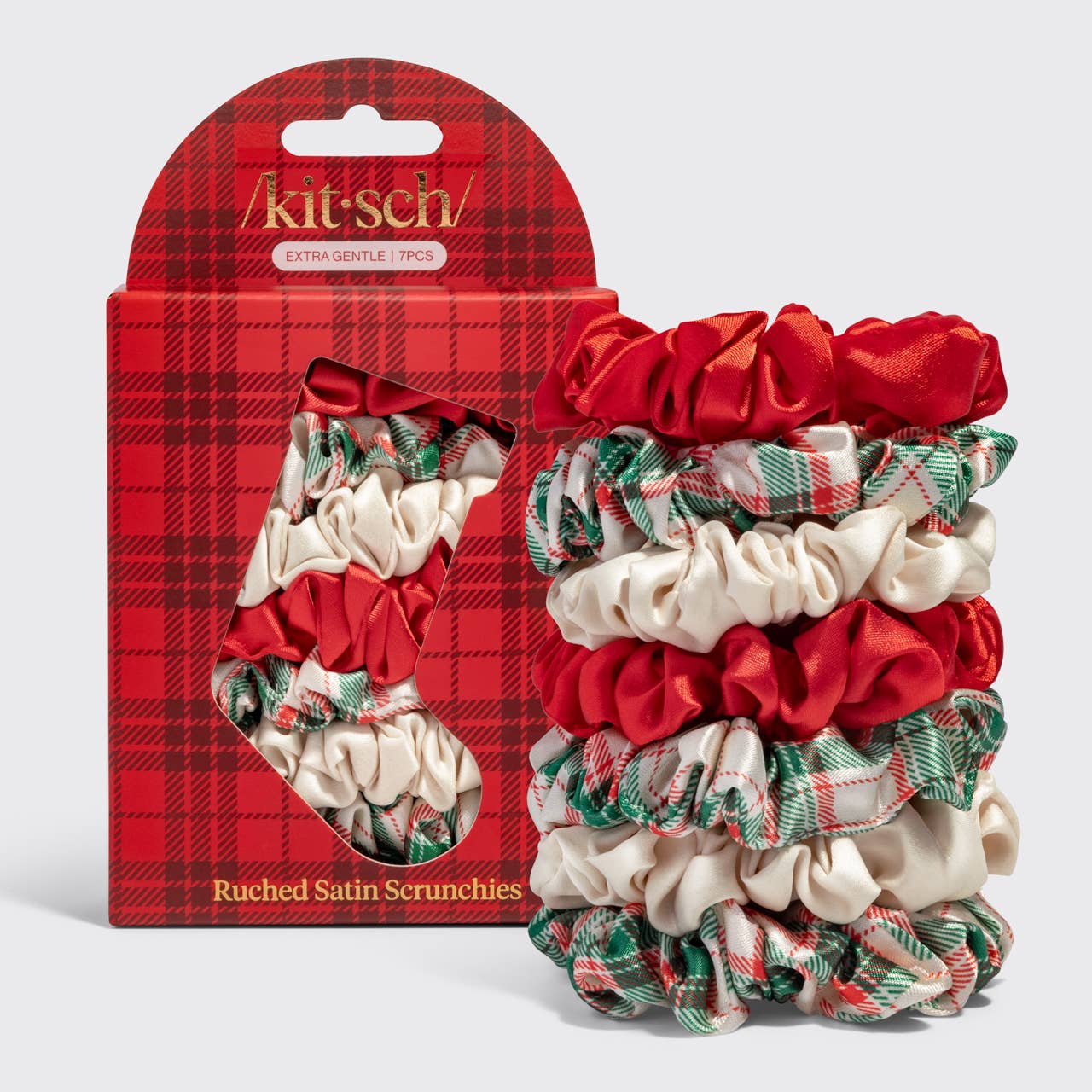 KITSCH - Holiday Ruched Satin Scrunchies 7pc Set