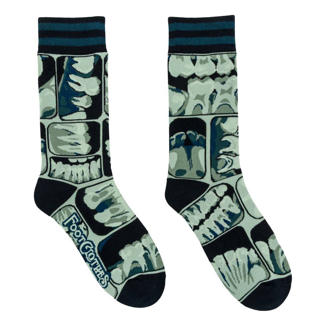 FootClothes LLC - Too Cool for Flossing Teeth X-Ray Crew Socks