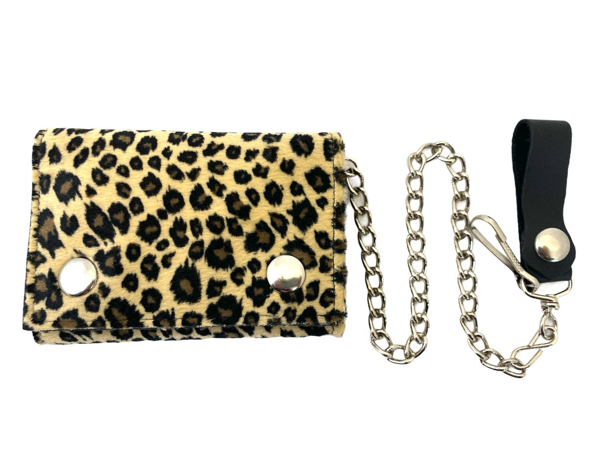 Funk Plus - WF-LEO   HANDMADE FUZZY LEOPARD WALLET GEUINE LEATHER INSIDE - White Leopard