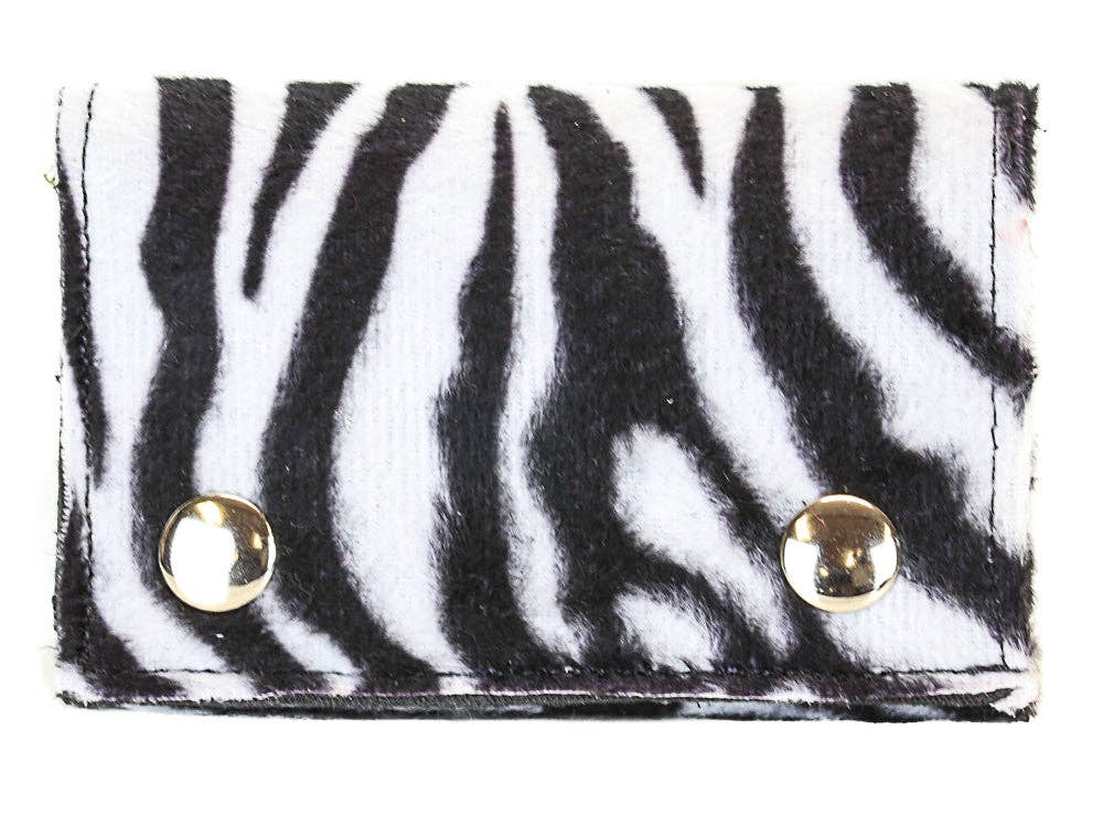 Funk Plus - WF-LEO   HANDMADE FUZZY LEOPARD WALLET GEUINE LEATHER INSIDE - Blue Leopard