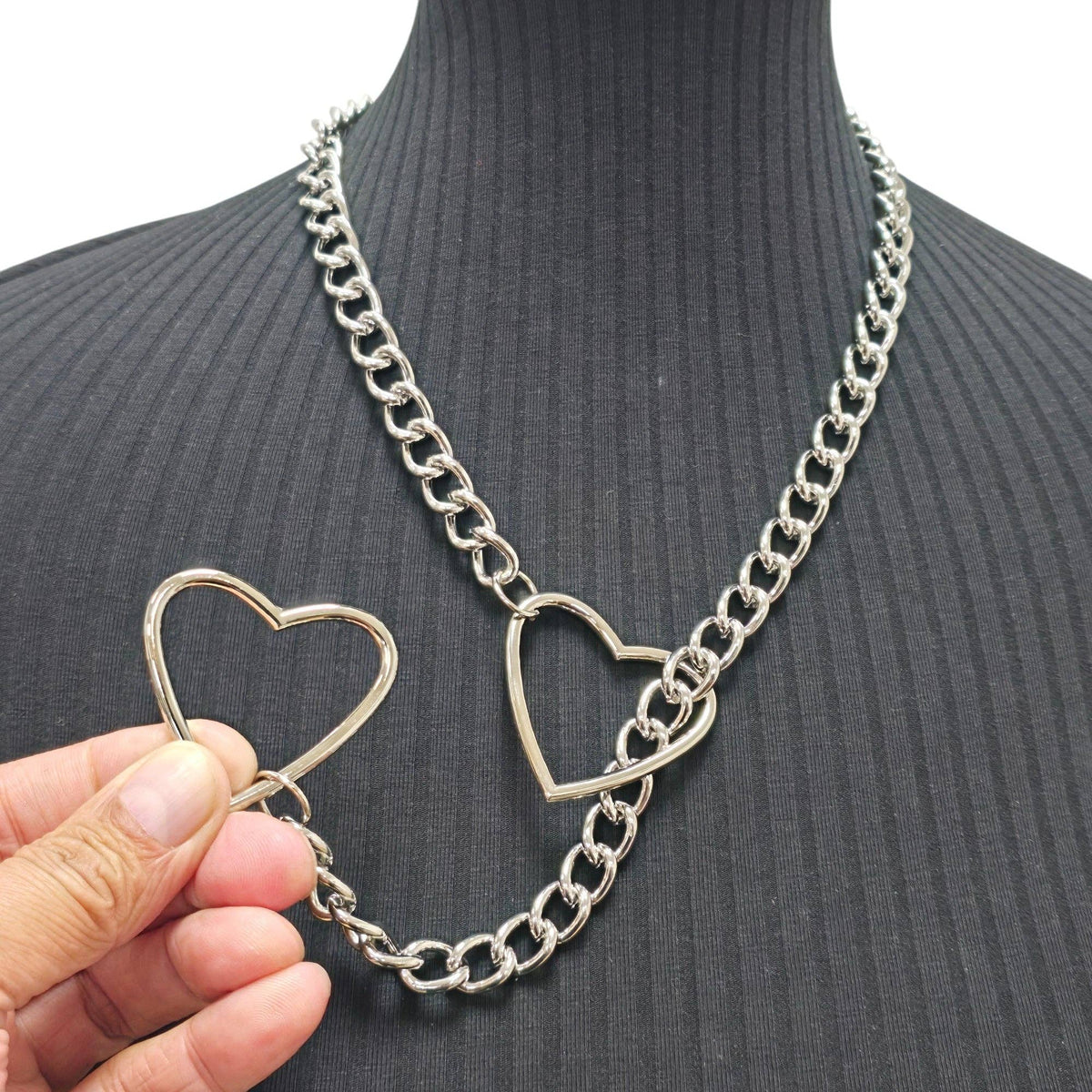 Funk Plus - DOUBLE HEART CHAIN NECKLACE PENDANT