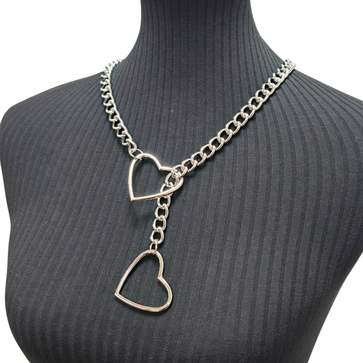 Funk Plus - DOUBLE HEART CHAIN NECKLACE PENDANT