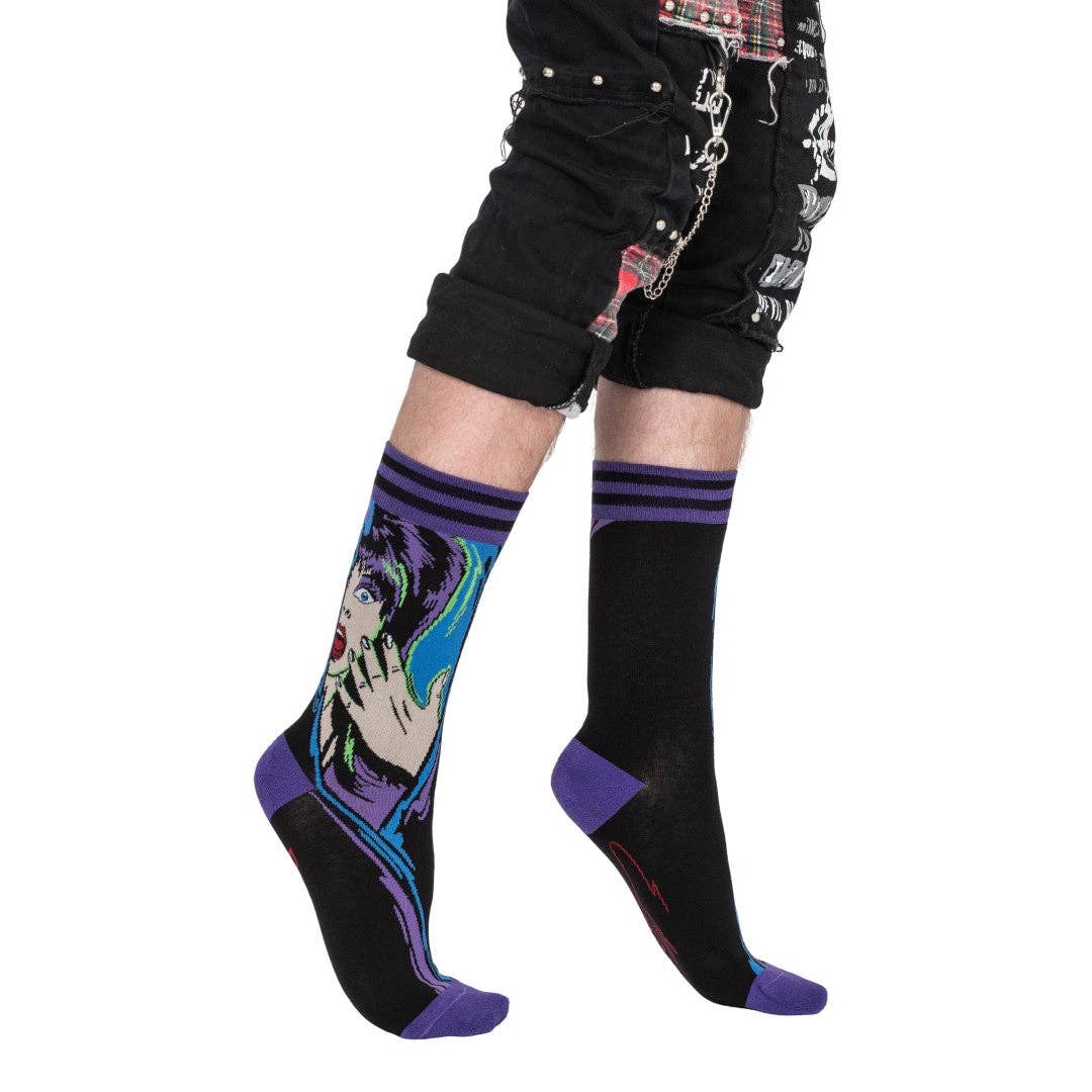 FootClothes LLC - Elvira Unpleasant Dreemz Crew Socks