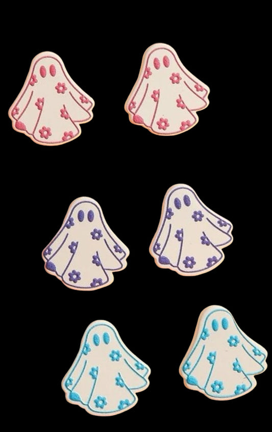 Flower Patterned Ghost Stud Earrings