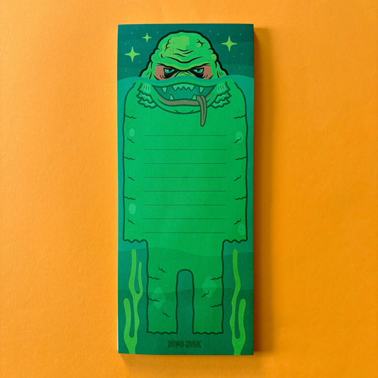 Dumb Junk - Creature Notepad (3.5x8.5") | Retro Swamp Monster Horror Art