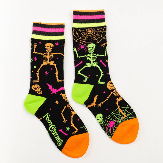 Foot Clothes- Rave Skeletons Crew Socks - UV Reactive
