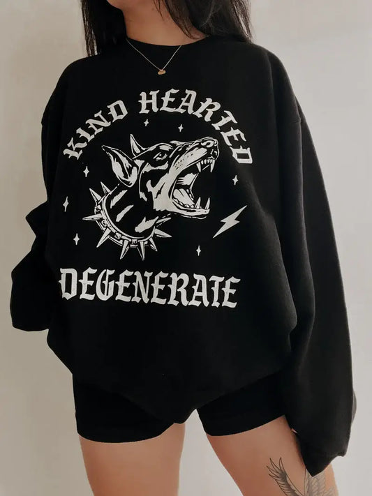 WE THE BABES - Kind hearted degenerate edgy Graphic Sweatshirt - Black
