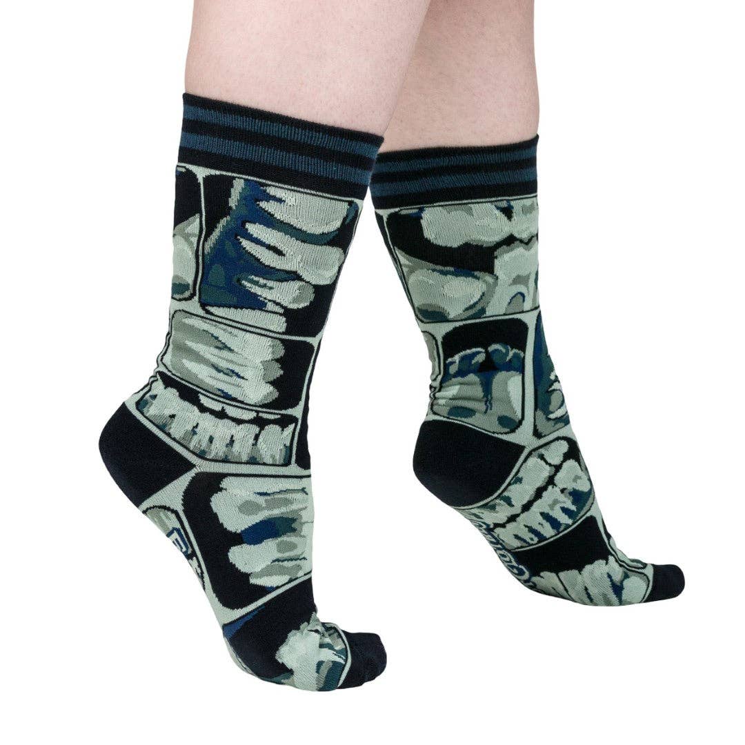 FootClothes LLC - Too Cool for Flossing Teeth X-Ray Crew Socks