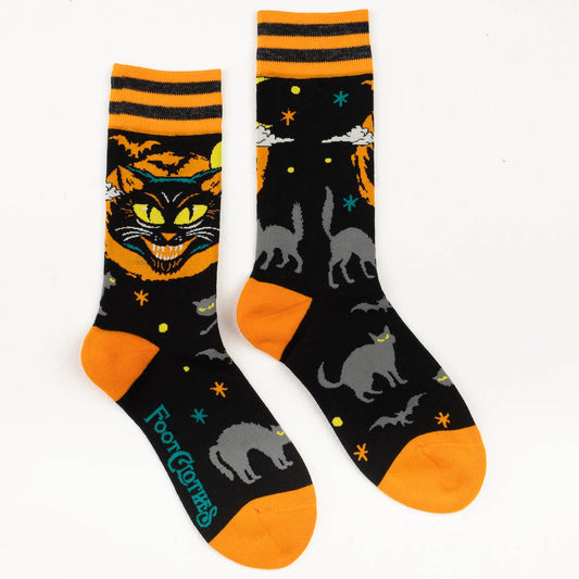 Foot Clothes- Vintage Black Cat Crew Socks