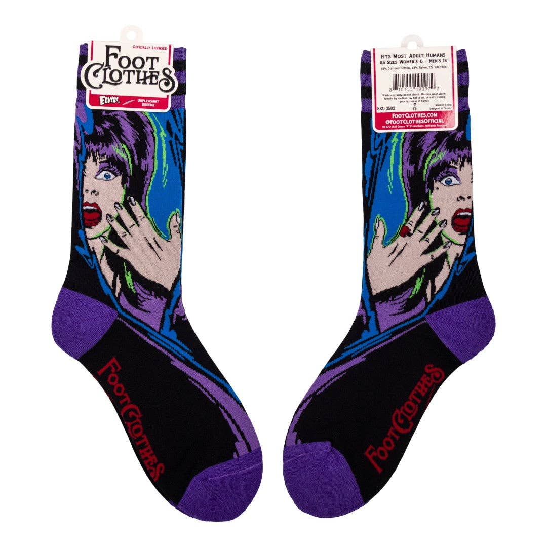FootClothes LLC - Elvira Unpleasant Dreemz Crew Socks