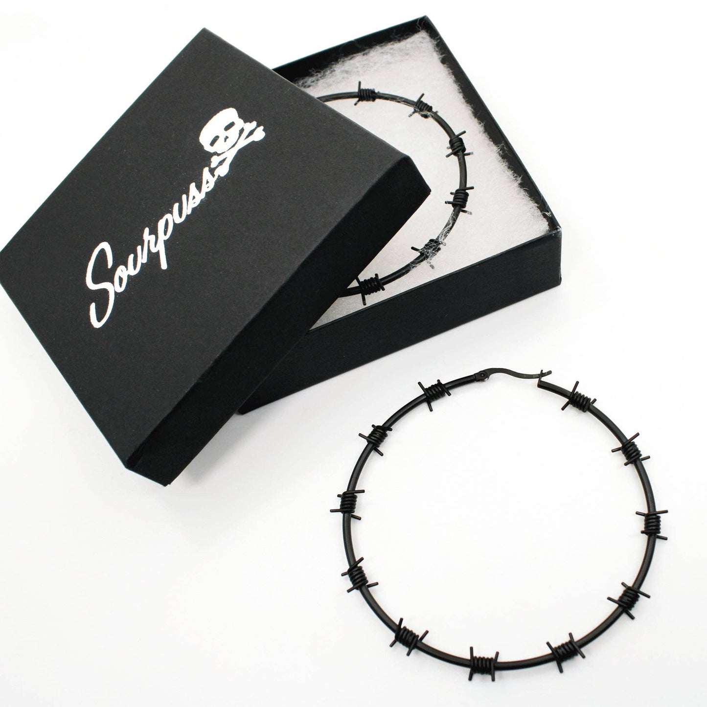 Sourpuss - SOURPUSS BARBED WIRE HOOP EARRINGS BLACK