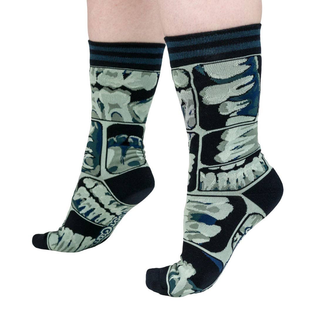 FootClothes LLC - Too Cool for Flossing Teeth X-Ray Crew Socks