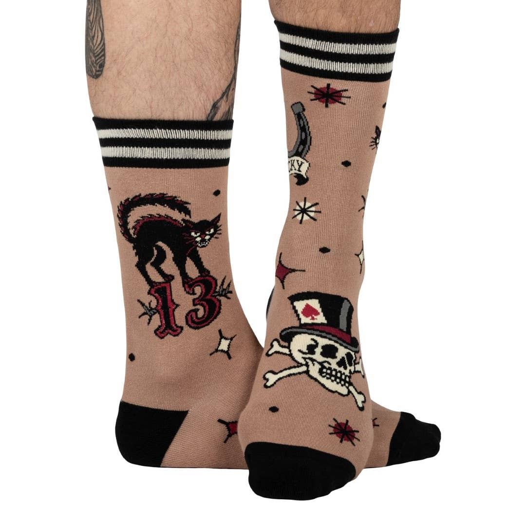 FootClothes LLC - Superstitious Ink Crew Socks