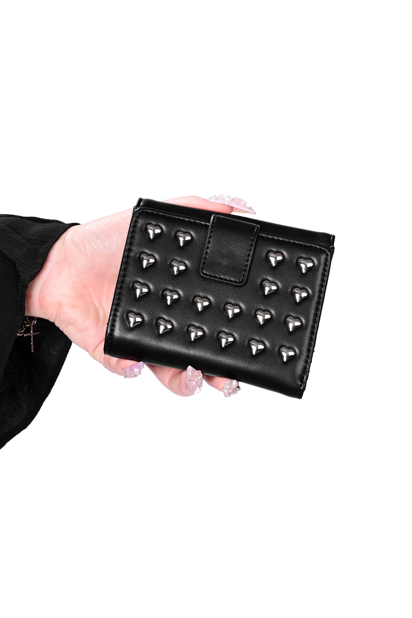 Heart Studded Wallet - Foxblood