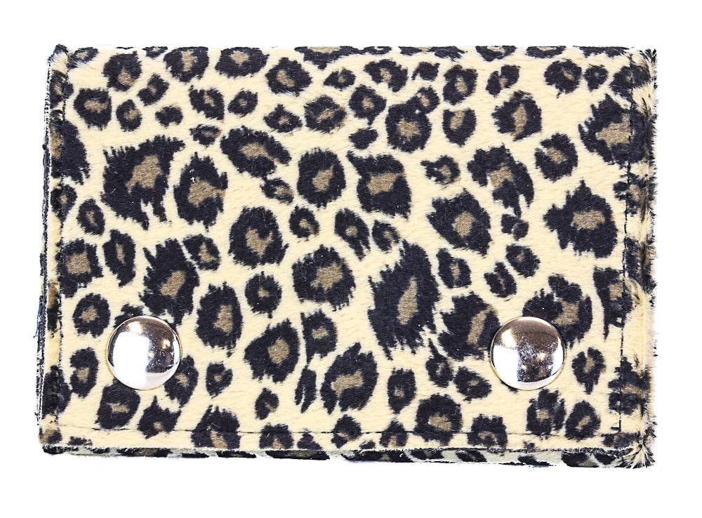 Funk Plus - WF-LEO   HANDMADE FUZZY LEOPARD WALLET GEUINE LEATHER INSIDE - White Leopard