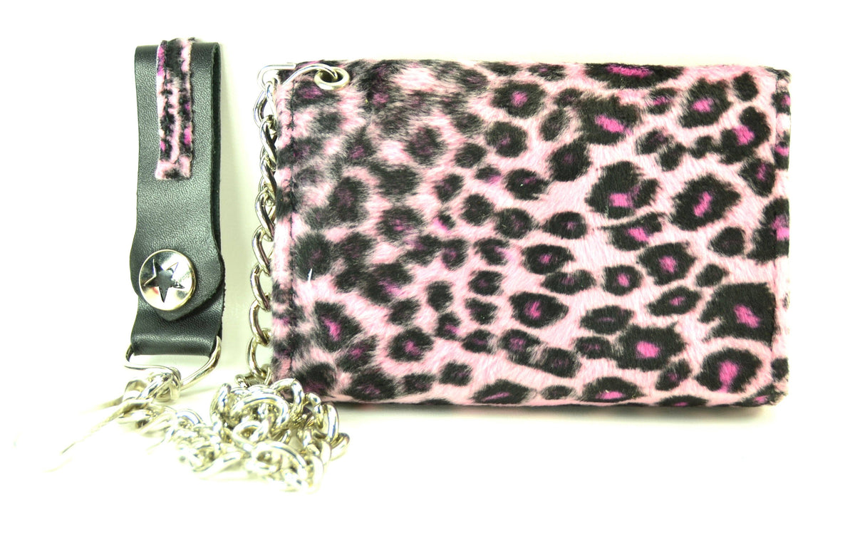 Funk Plus - WF-LEO   HANDMADE FUZZY LEOPARD WALLET GEUINE LEATHER INSIDE - White Leopard