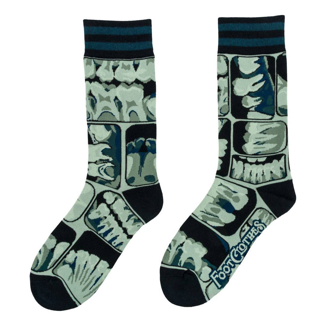 FootClothes LLC - Too Cool for Flossing Teeth X-Ray Crew Socks