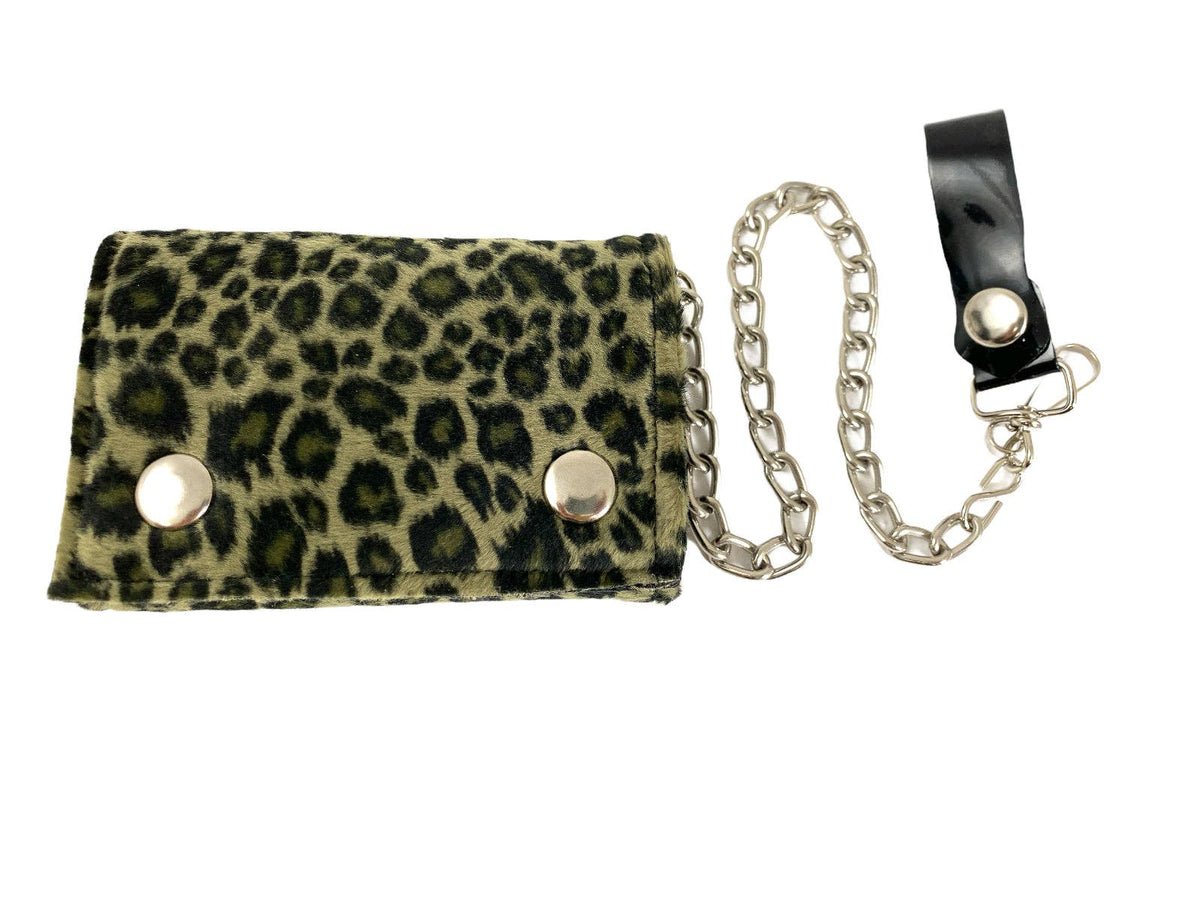 Funk Plus - WF-LEO   HANDMADE FUZZY LEOPARD WALLET GEUINE LEATHER INSIDE - White Leopard