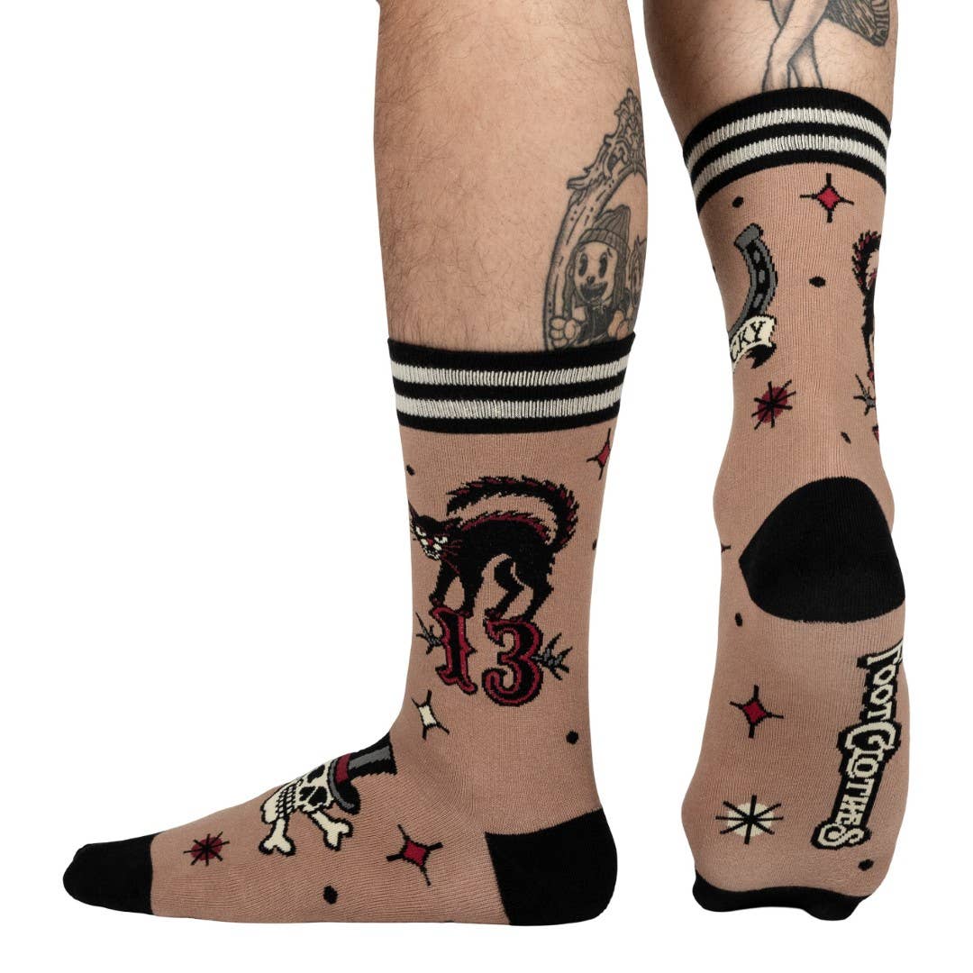 FootClothes LLC - Superstitious Ink Crew Socks